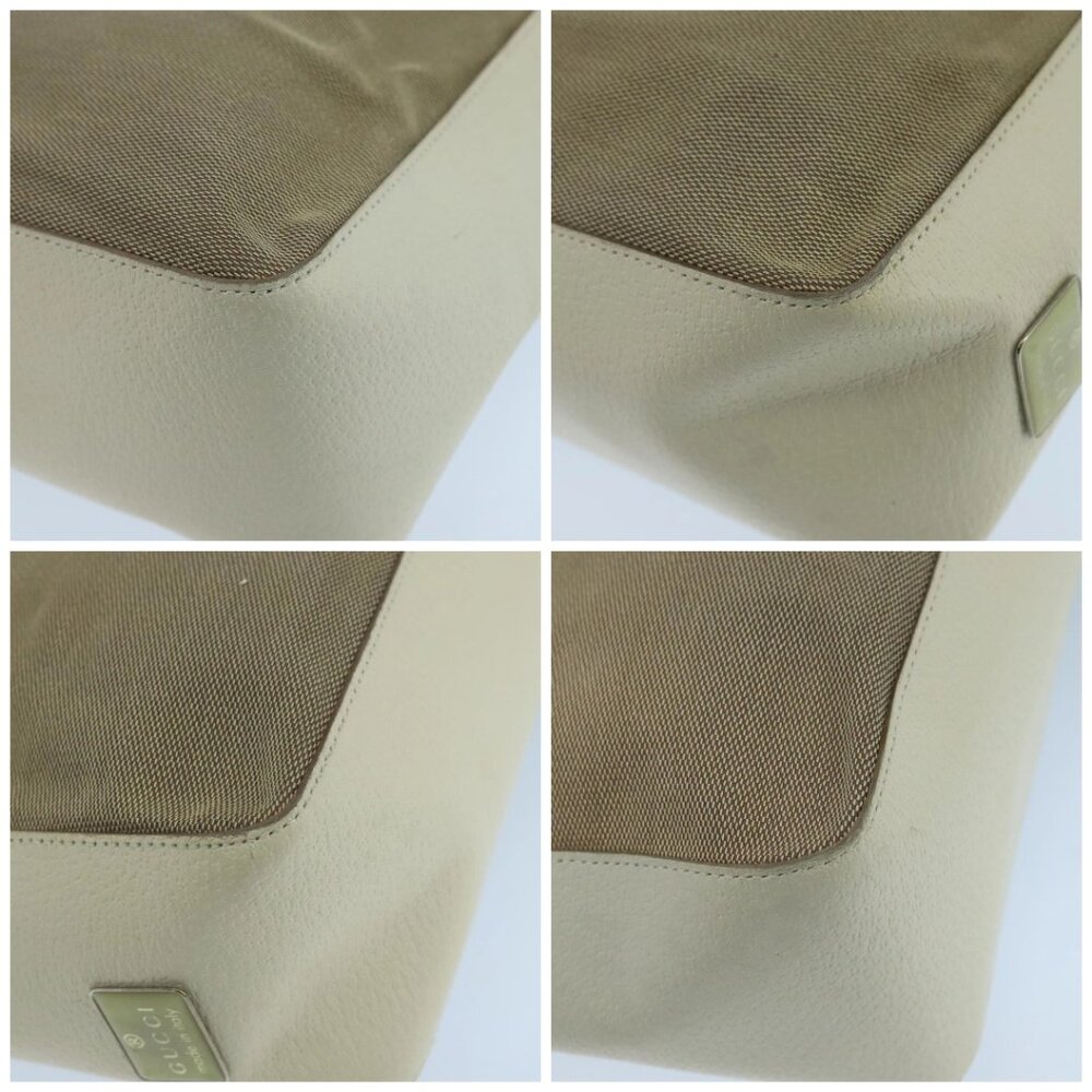 GUCCI Shoulder Bag Canvas Leather Beige White Silver - Picture 16 of 16